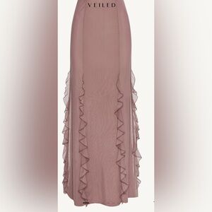 Elegant Mauve XL Maxi Skirt Raffled